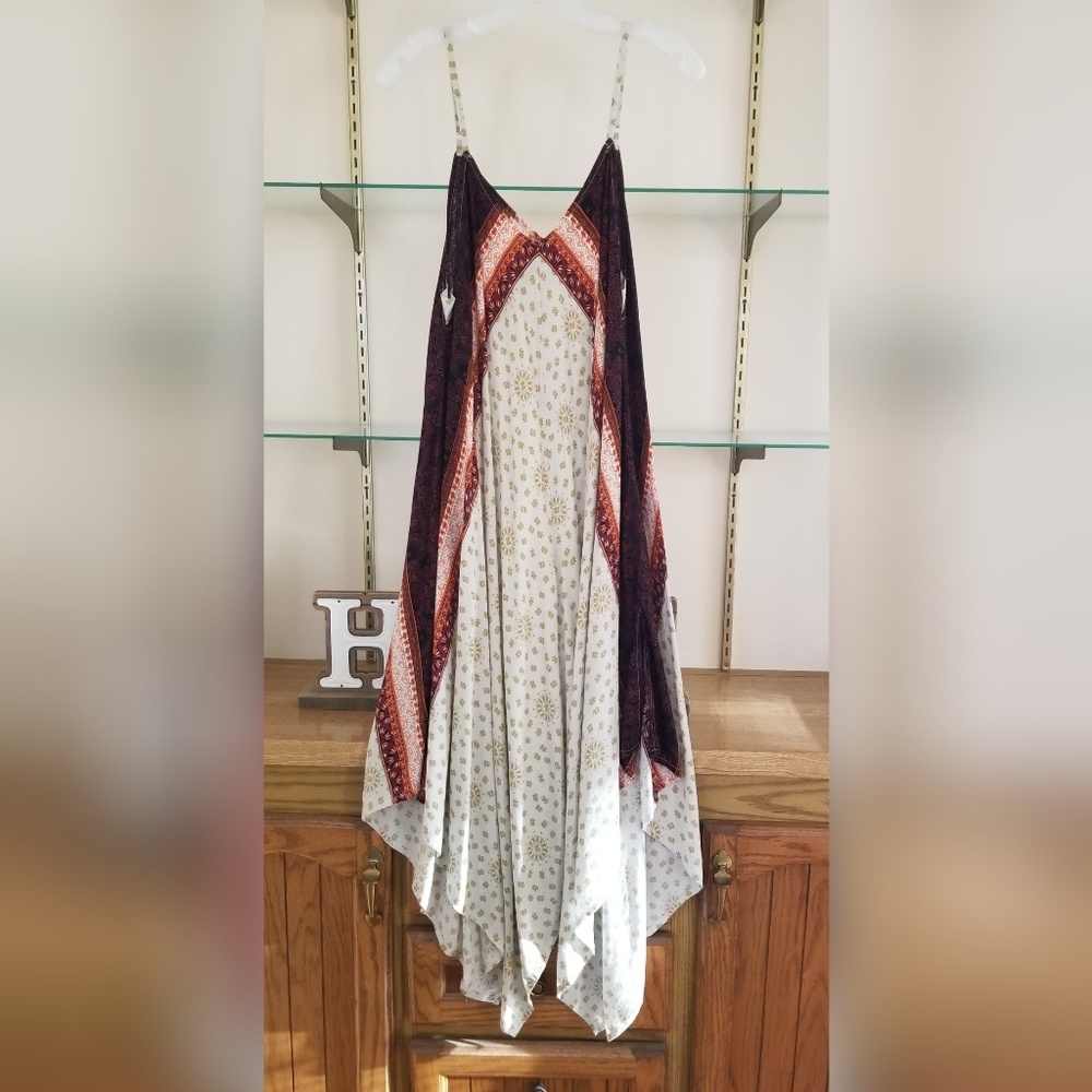 ASYMMETRICAL MULTI-PRINT DRESS